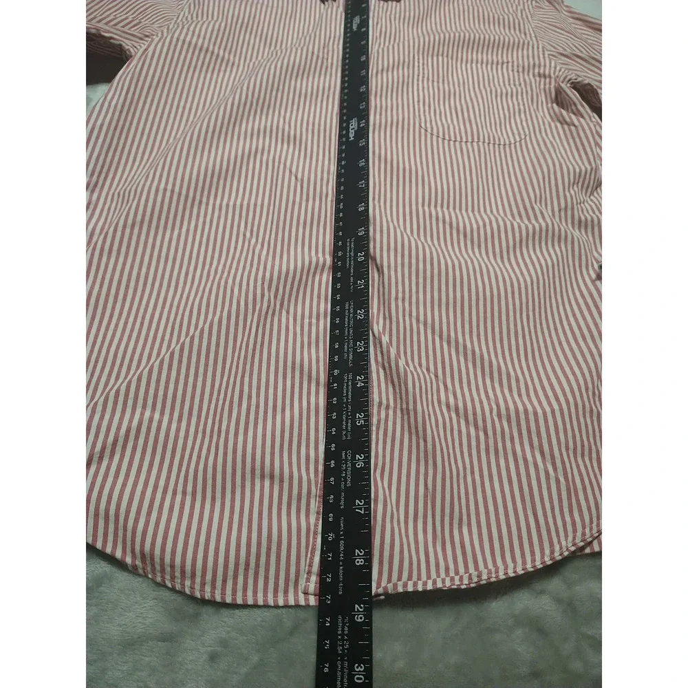J. Crew Shirt Men M Red Stripe Stretch Slim Preppy‎ Button Up Long Sleeve Office